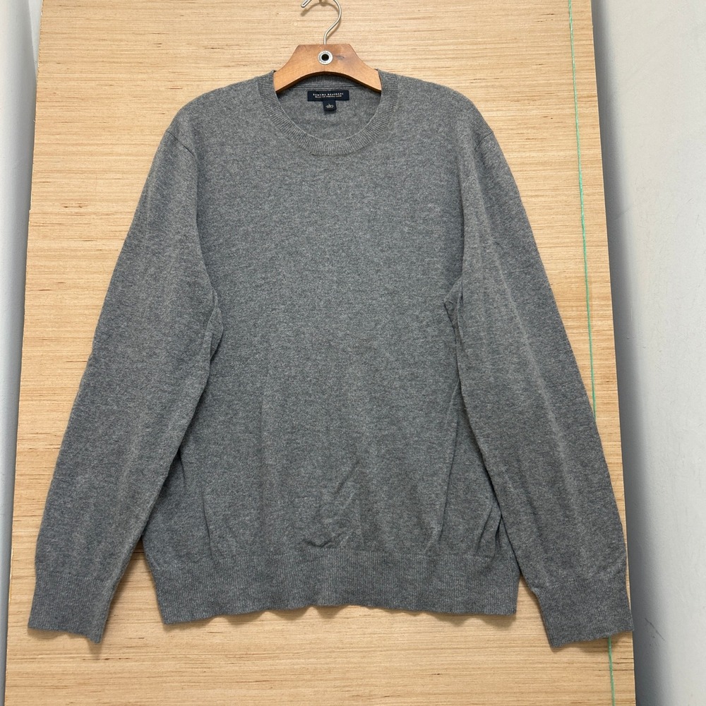 Banana Republic Italian Yarn Crewneck Sweater Grey Elbow Patches Mens Large